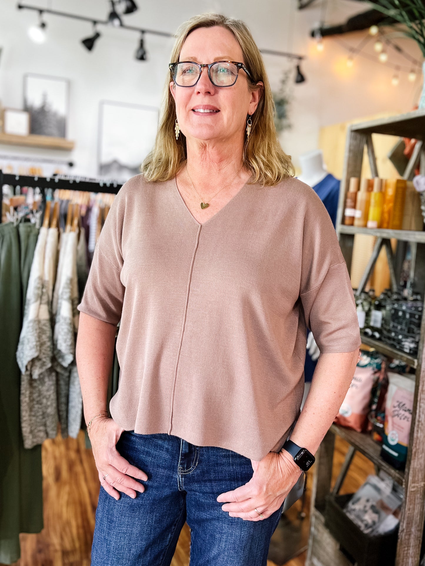 Mocha Short Sleeve Sweater