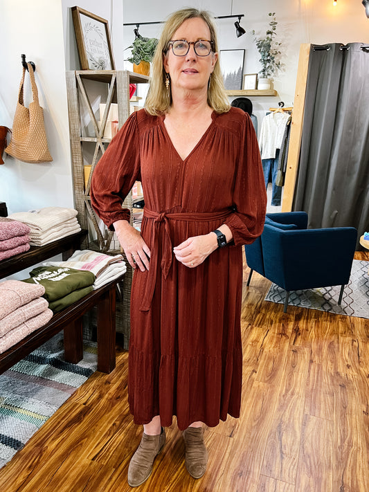 Mahogany V Neck Dress