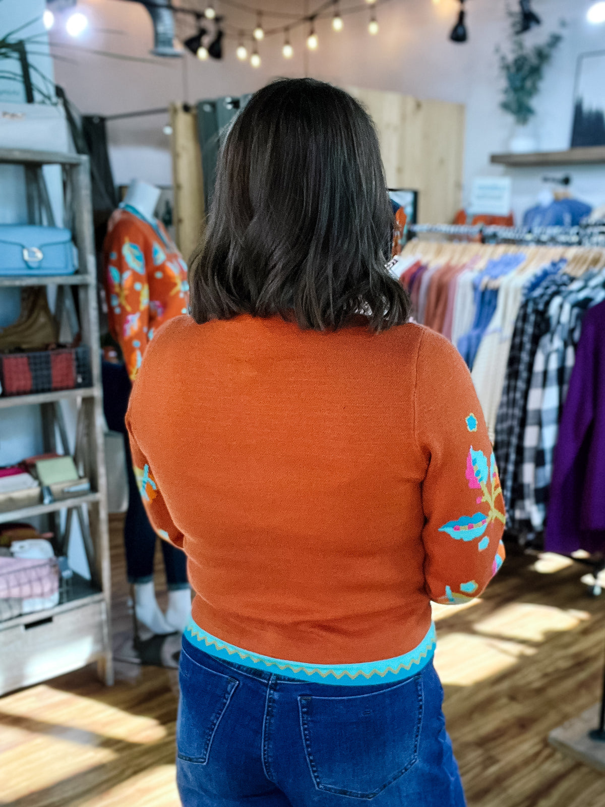 Orange & Teal Pattern Cardigan