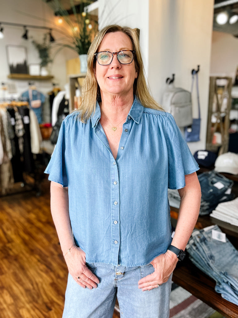 Denim Blue Short Sleeve Shirt