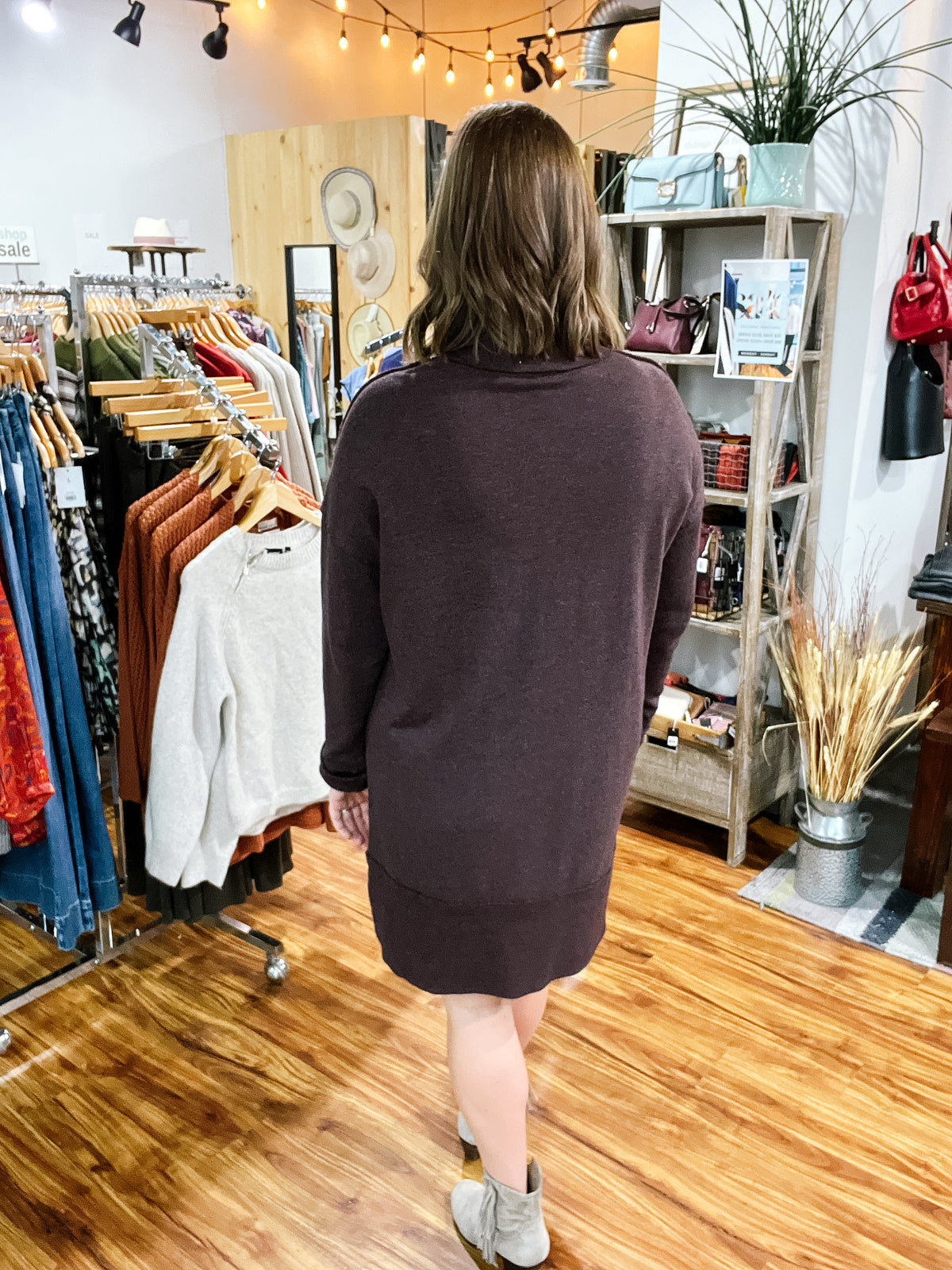 Vintage Plum Turtleneck Knit Dress