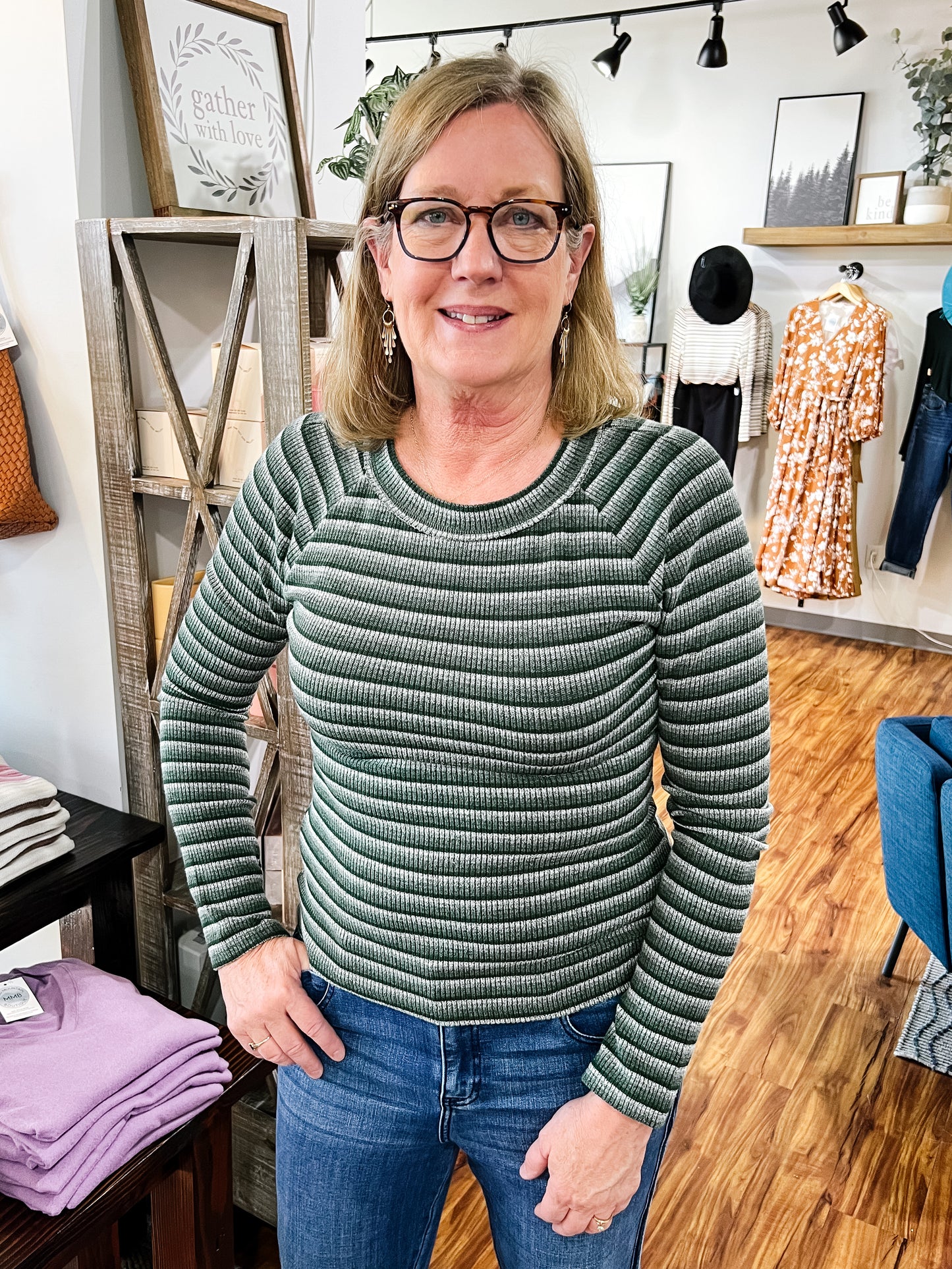Green Multi Striped Sweater