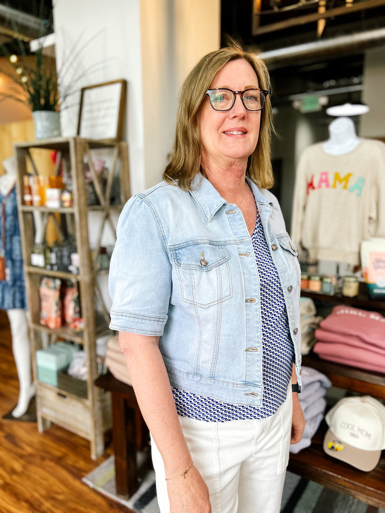 Blue Denim Short Sleeve Jacket