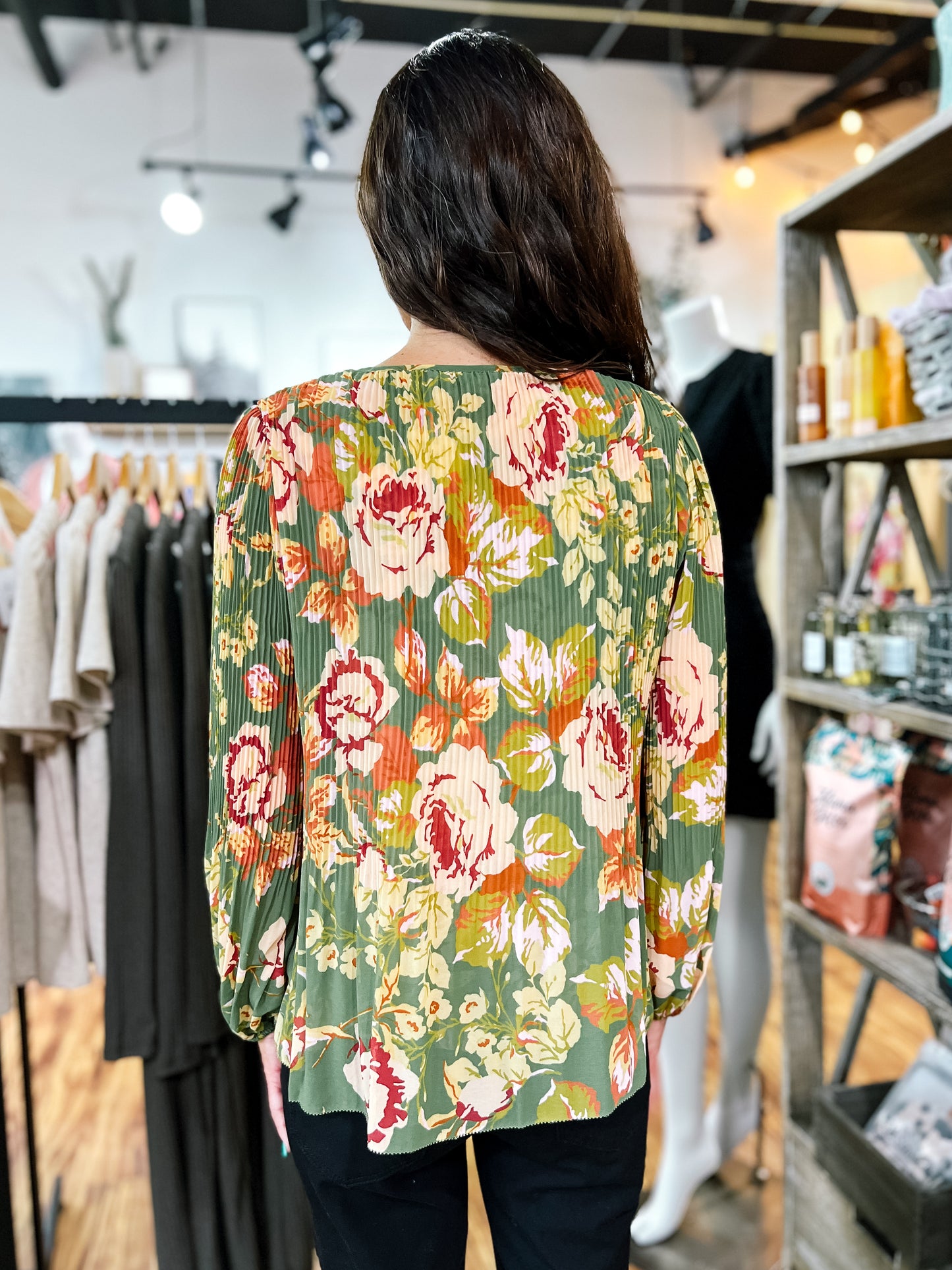 Green Floral Blouse