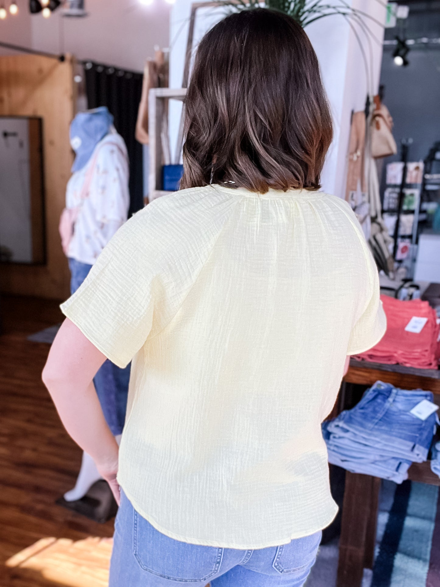 Lemon Yellow Gauze Top