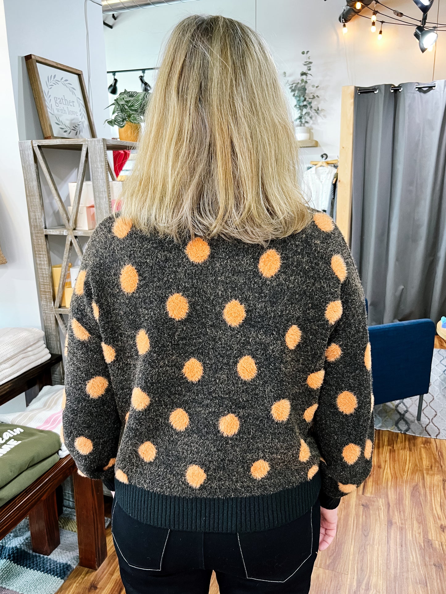 Black W/Brown Polka Dots Sweater