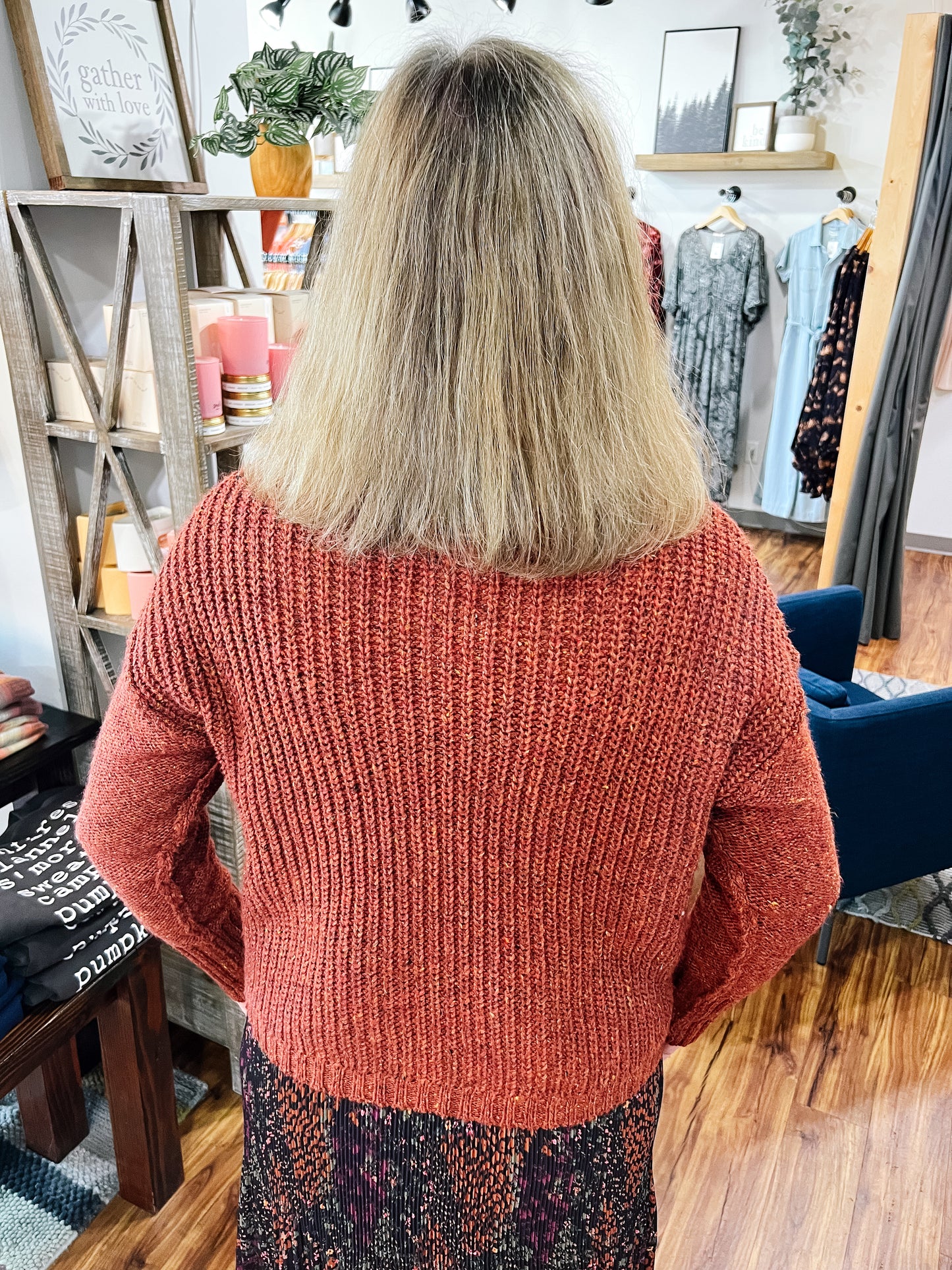 Rust Speckled Mock Turtle Neck Sweater