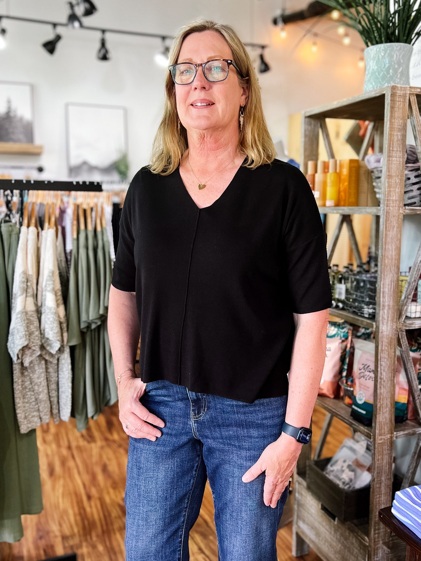 Black Short Sleeve Sweater