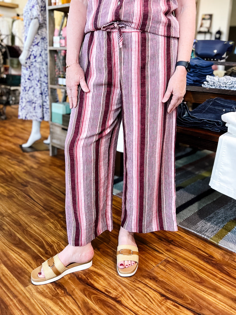 Maroon & Pink Striped Pants