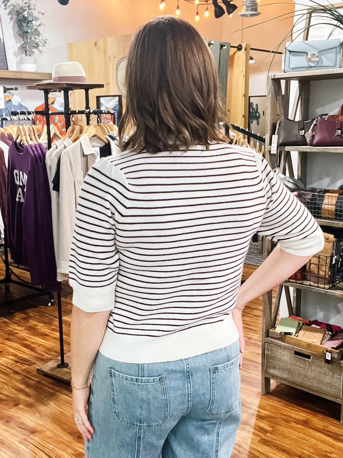Mulberry & Cream Striped Cardigan