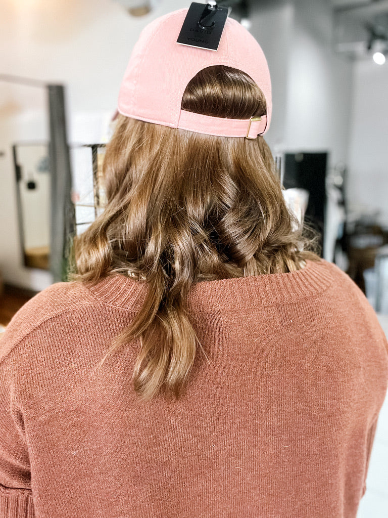 Daisy Embroidered Pink Cap