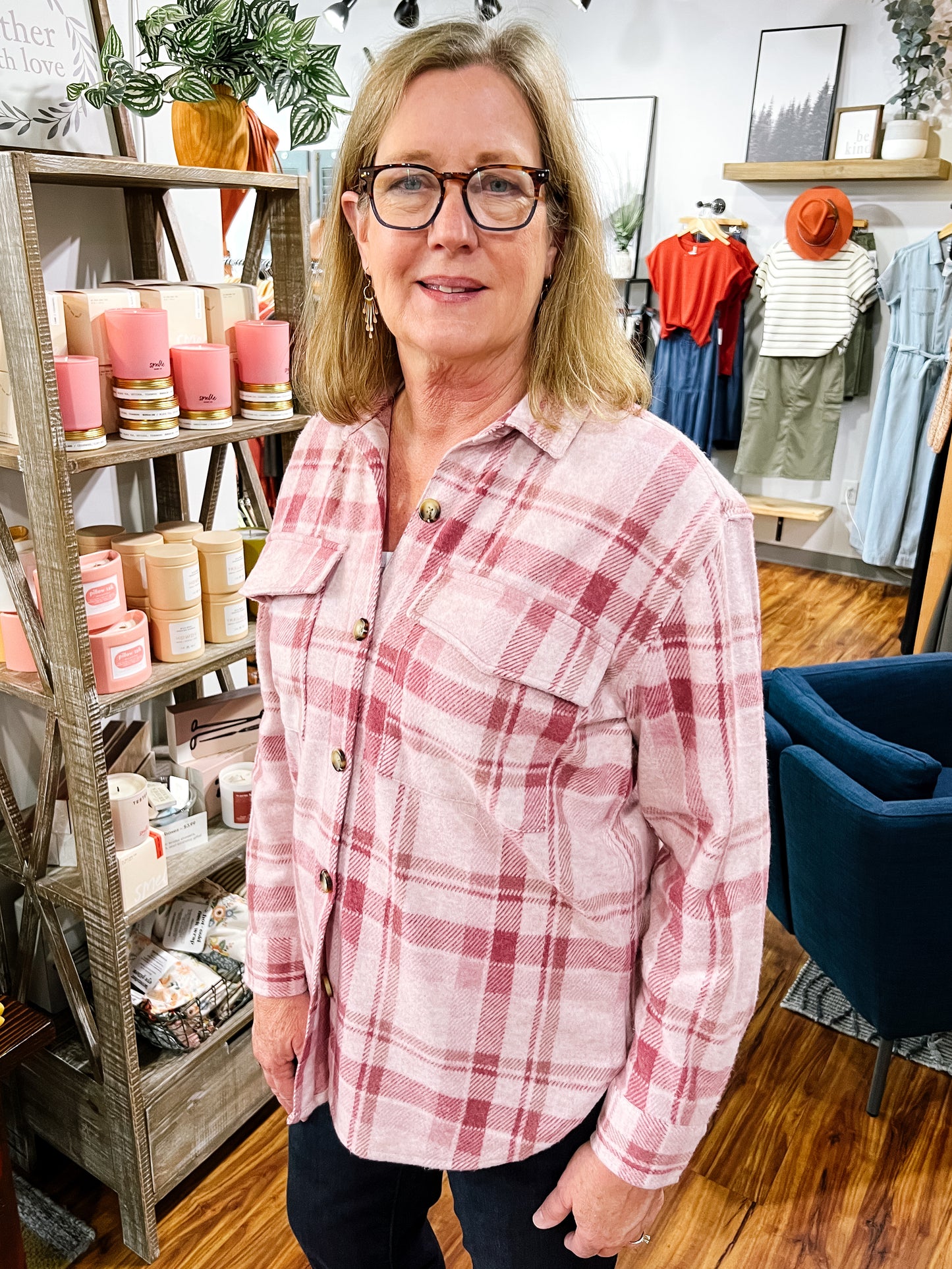 Pink Plaid Flannel Shirt