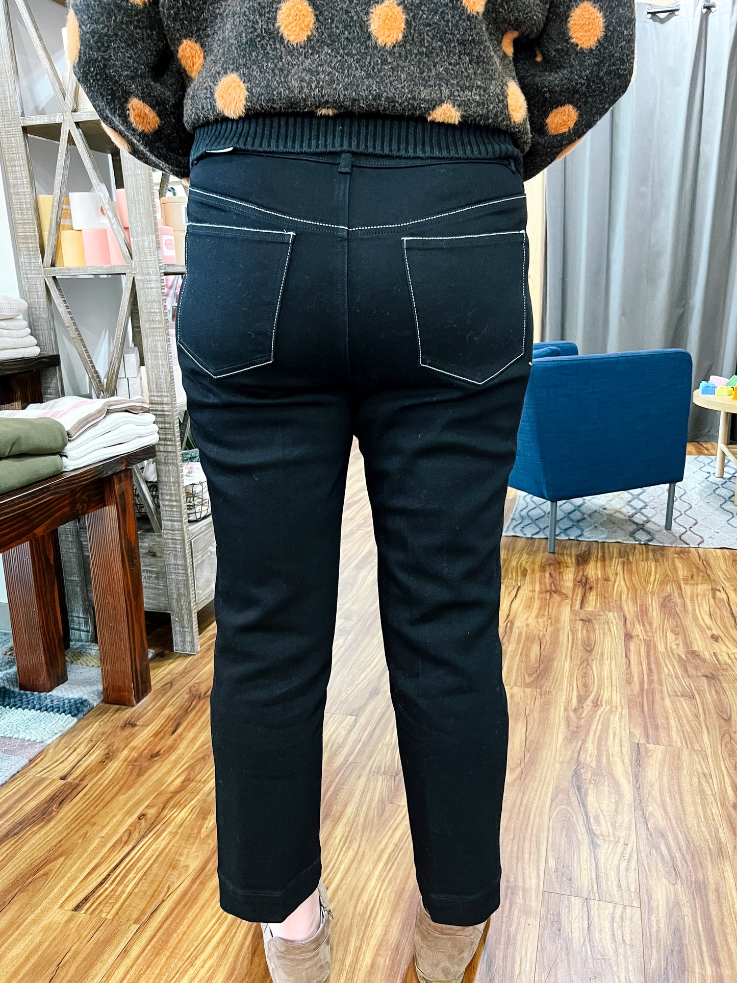 Black W/ White Stitch Detail Sophia Jean