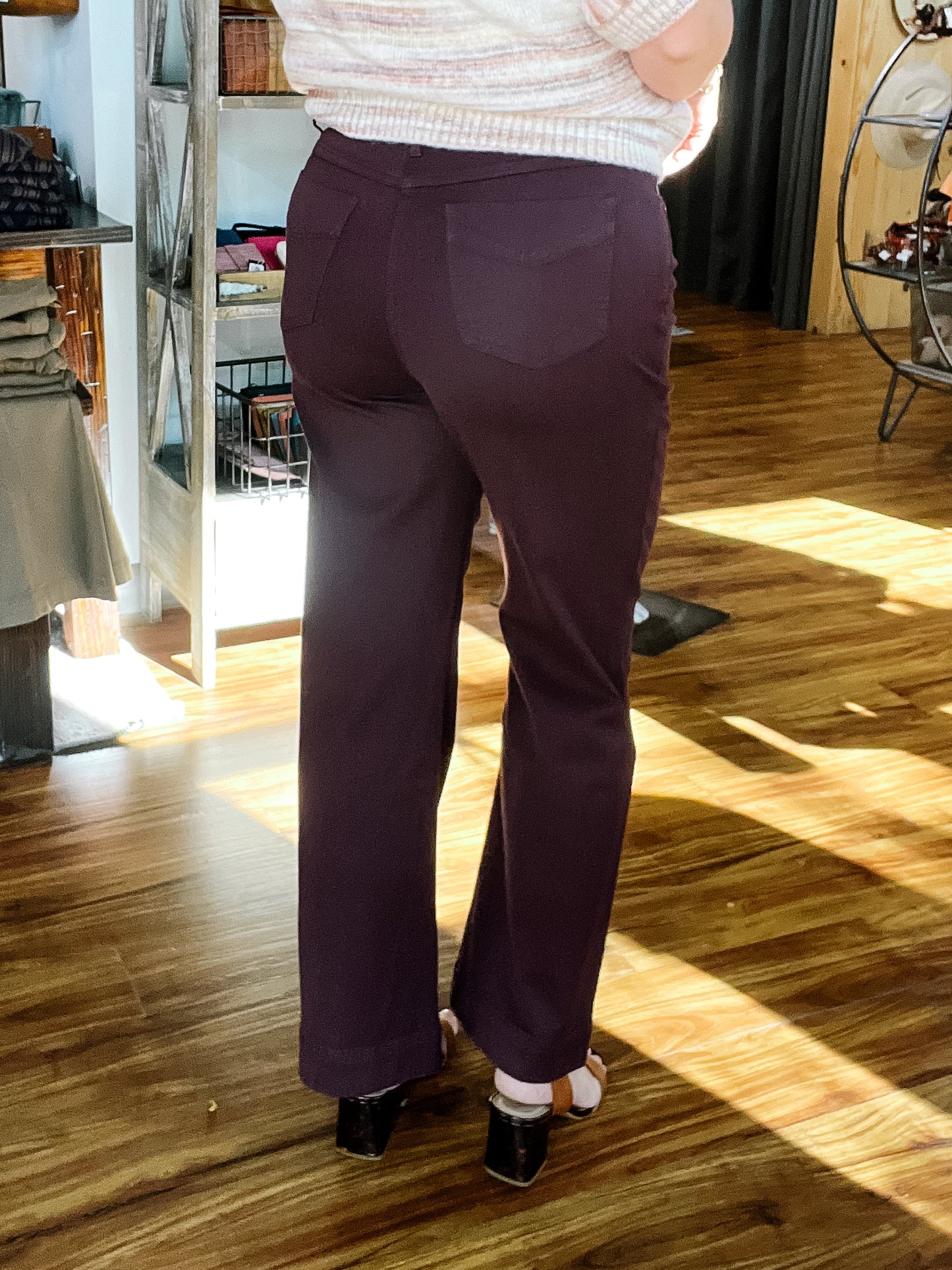Plum High Rise Straight Leg Pant