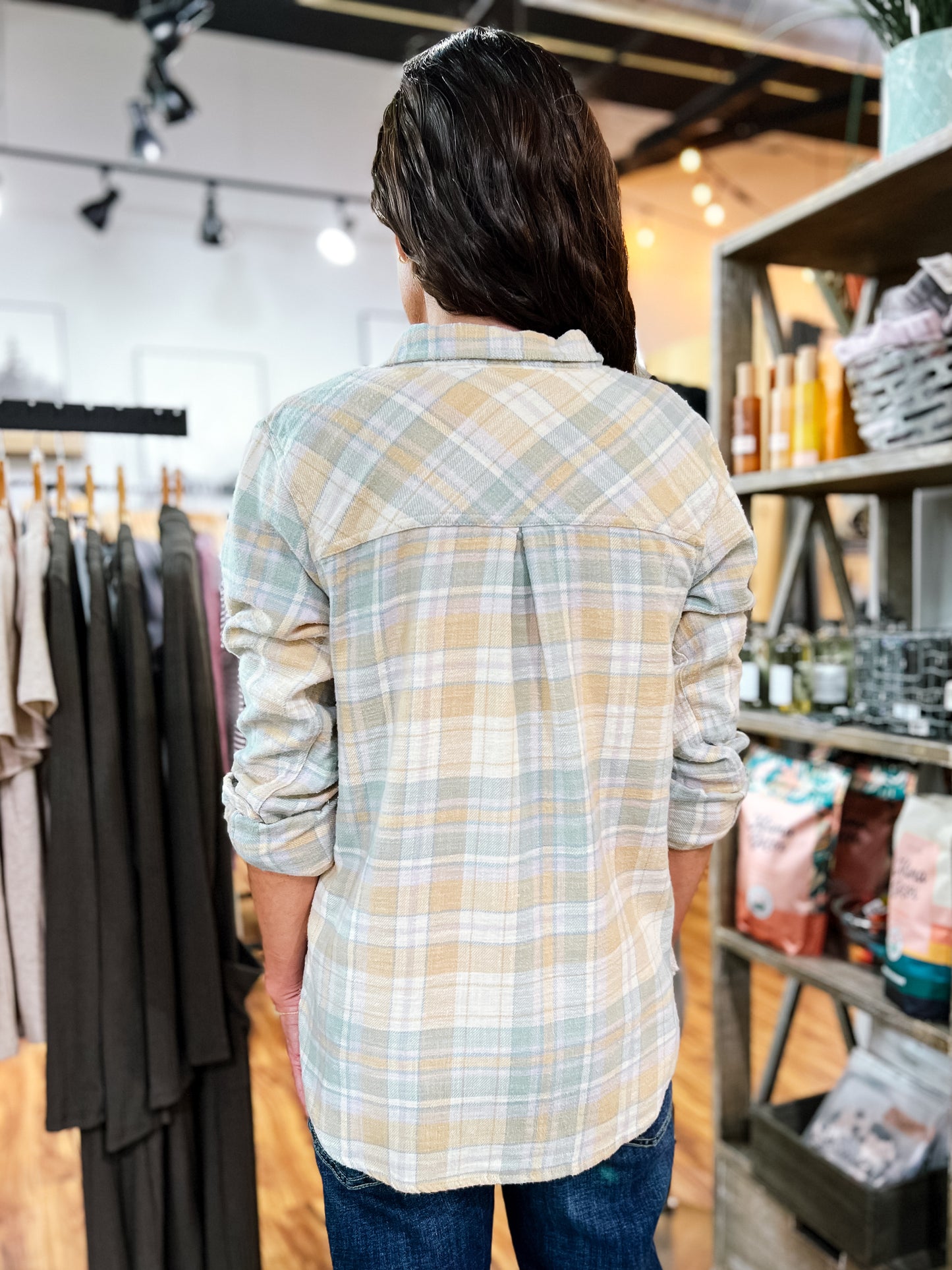 Green W/Tan Flannel Shirt