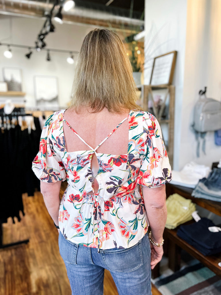Floral Puff Sleeve Top