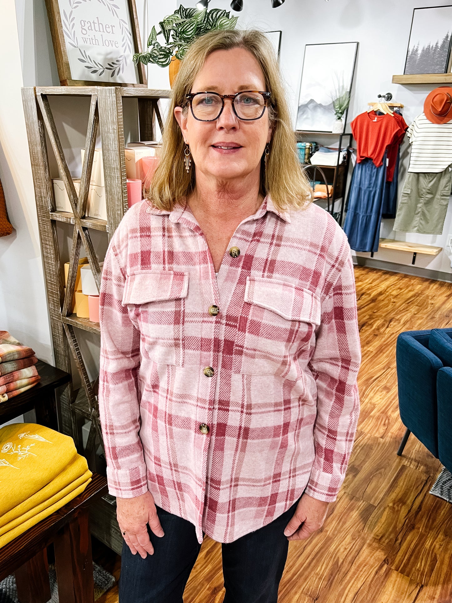 Pink Plaid Flannel Shirt