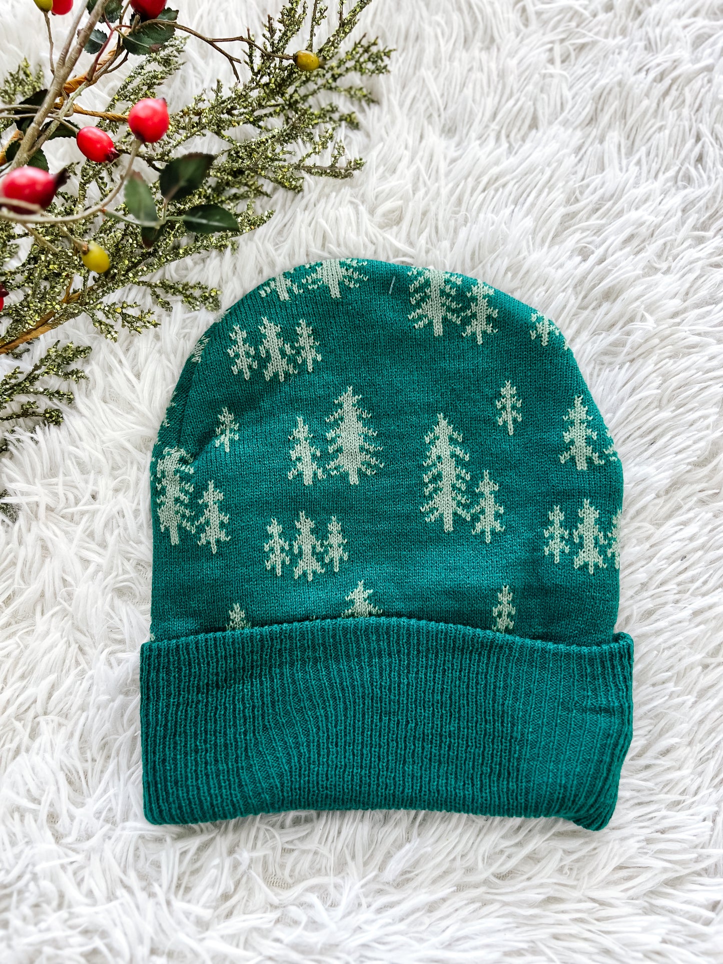 Pine Tree Fold Over Beanie