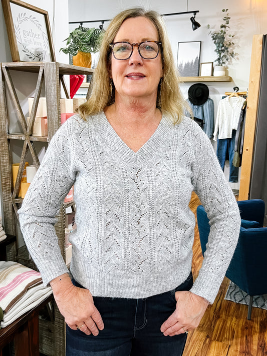 Gray Open Weave Sweater