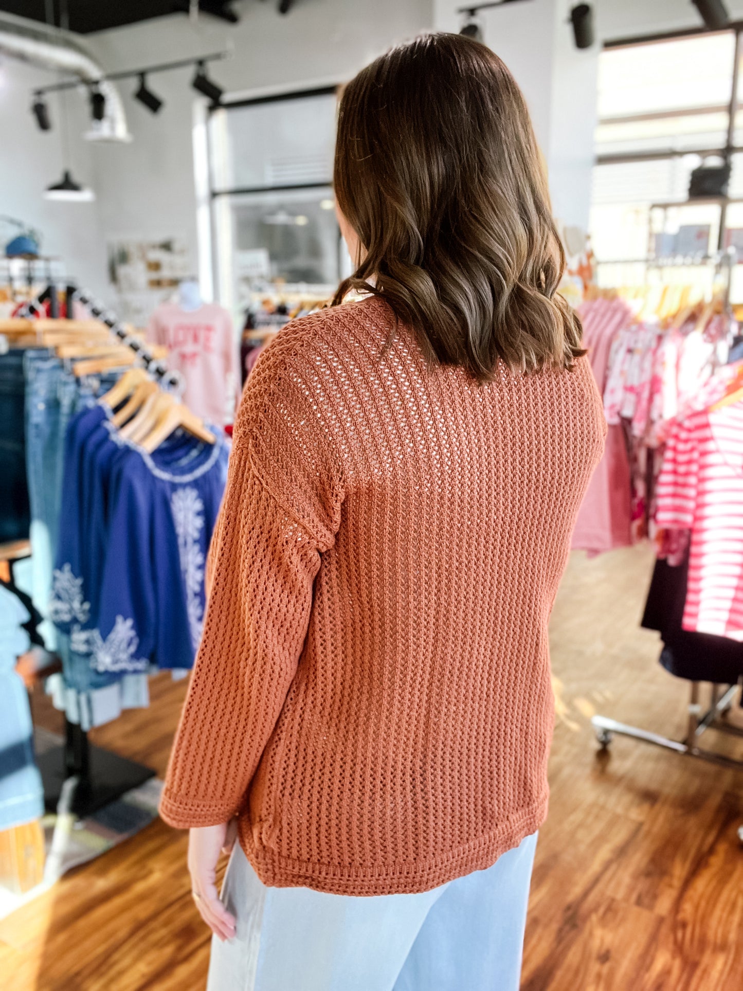 Clay Brown Open Cardigan