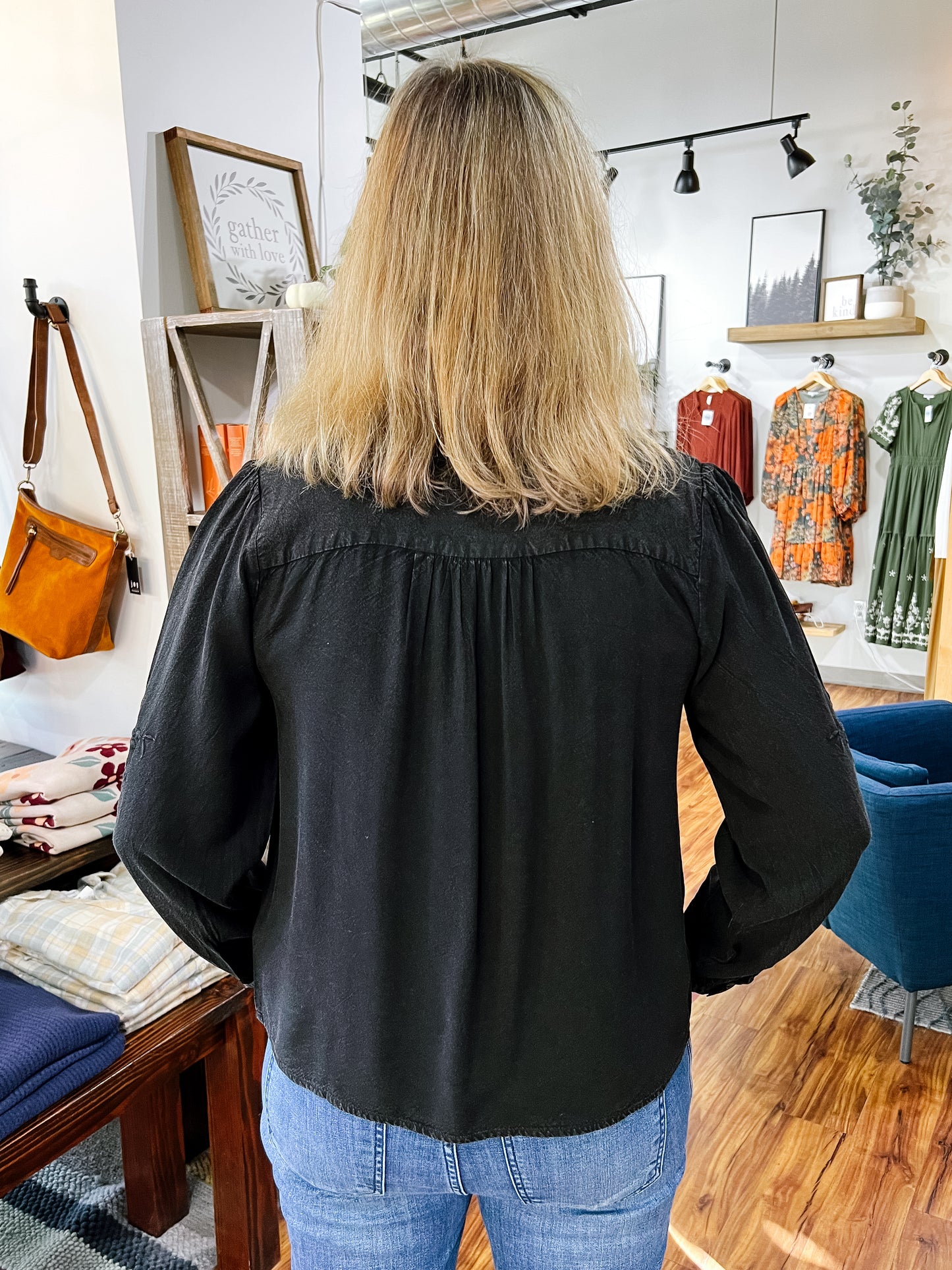 Black Tonal Embroidered Blouse