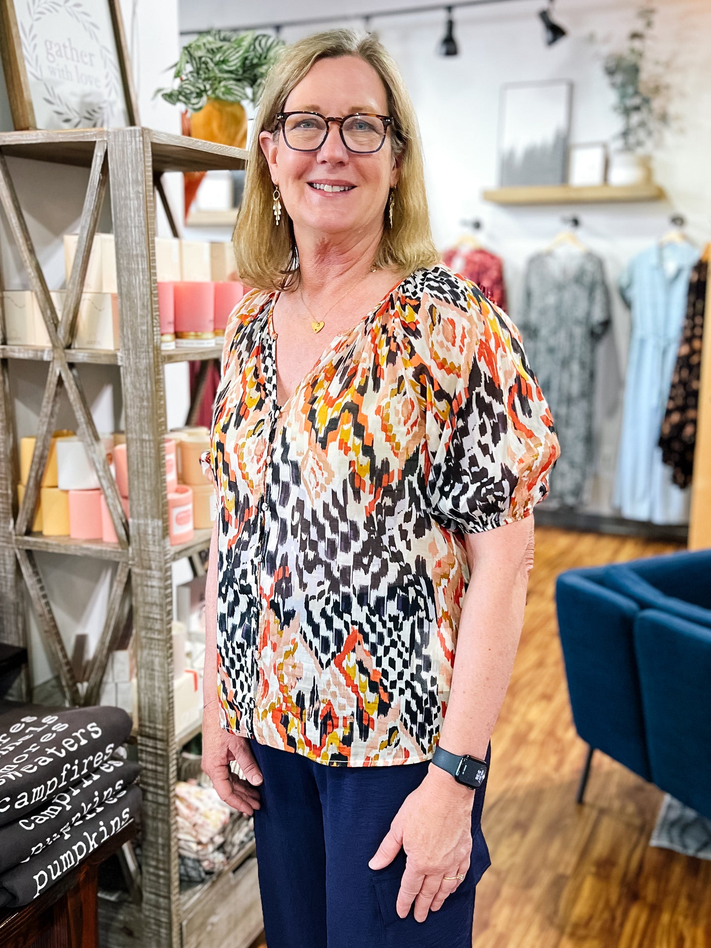Multi Color Button Front Top
