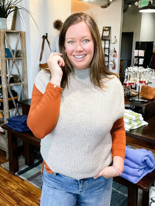 Oatmeal Cap Sleeve Sweater Vest