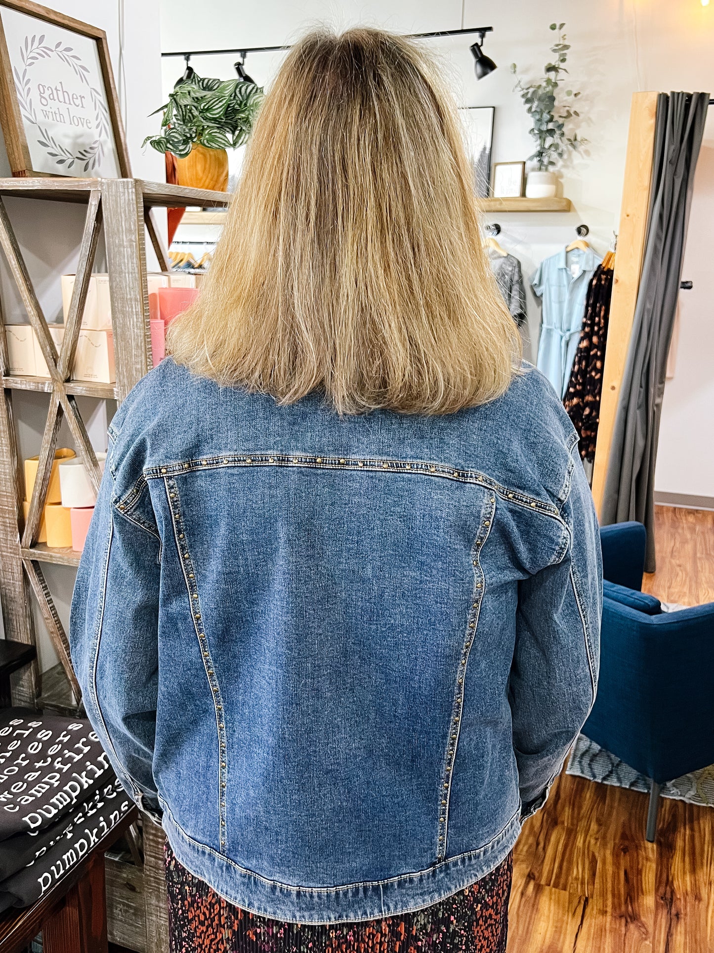 Medium Wash Denim Stud Jacket