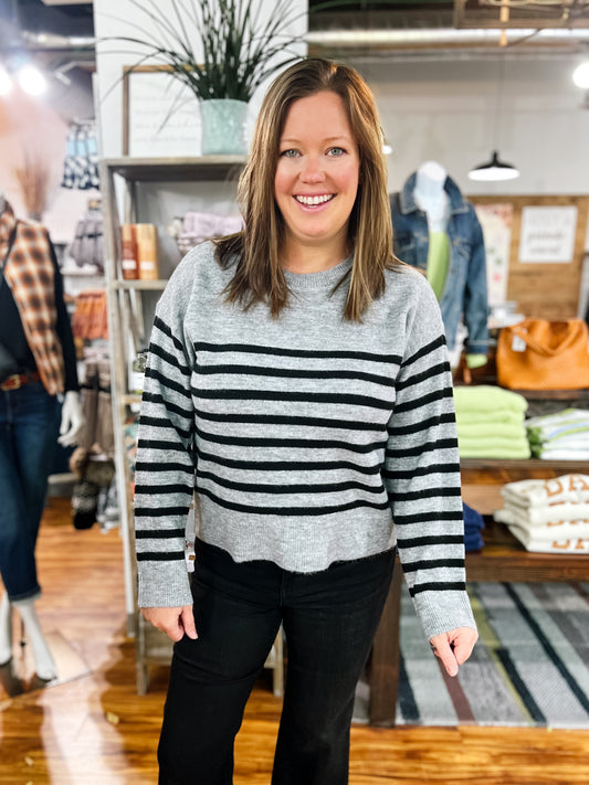 Gray W/ Black Stripe Sweater