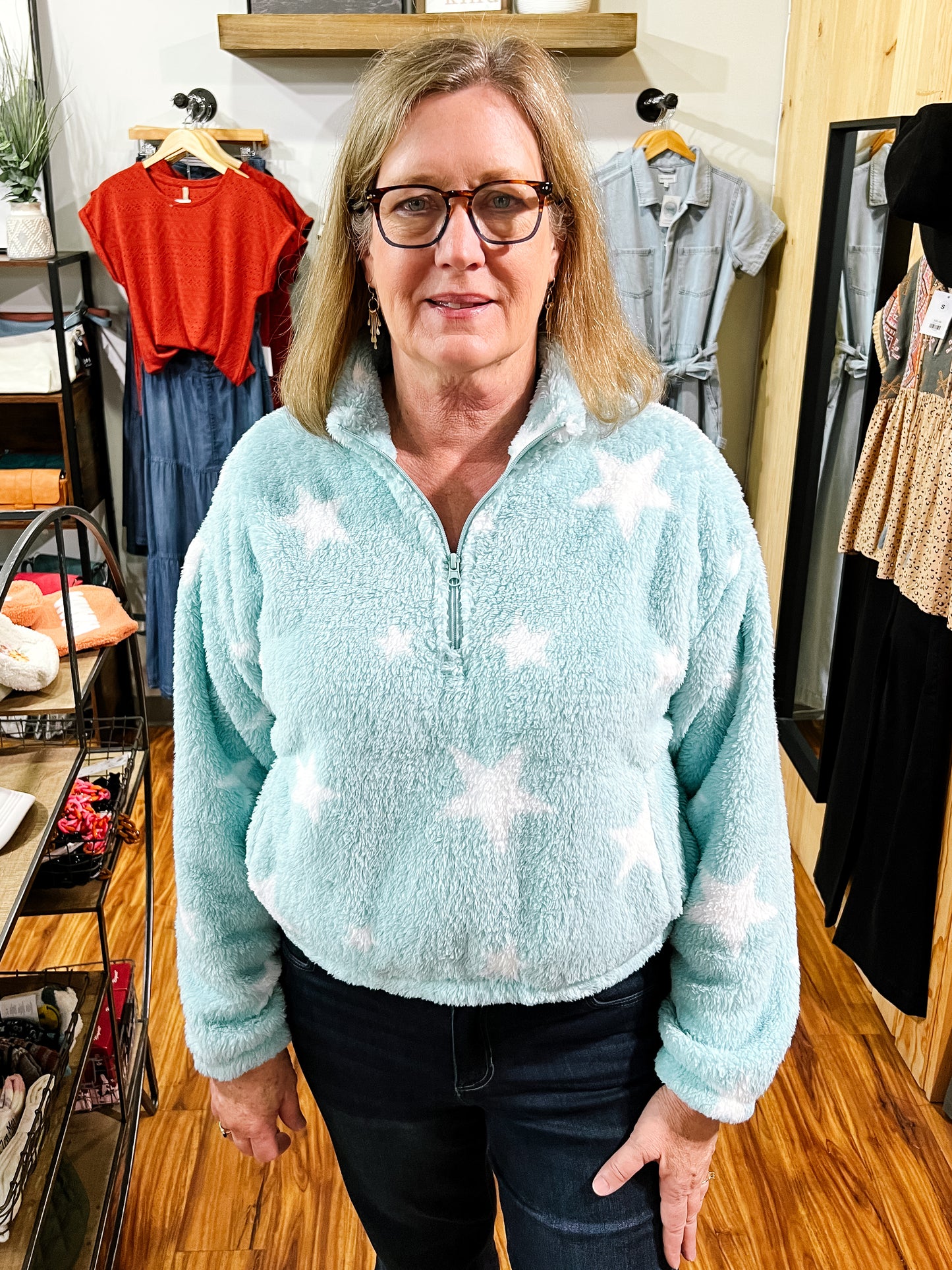 Mint Stars Cozy Jacket