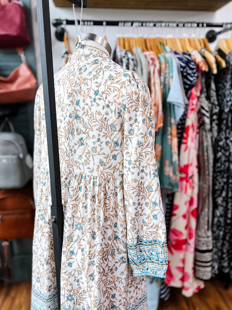 Teal Whimsy Print Dress