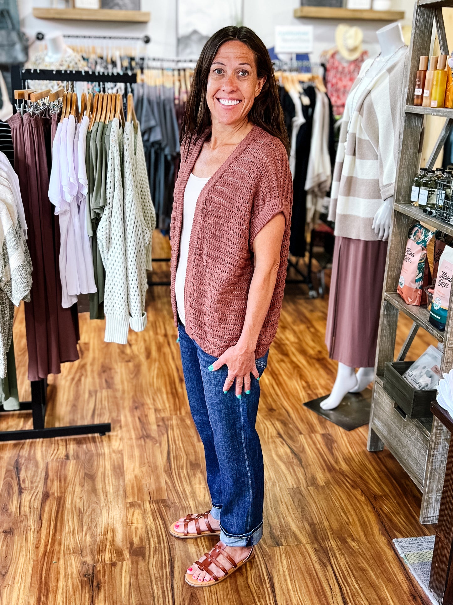 Brick Crochet Short Sleeve Cardigan
