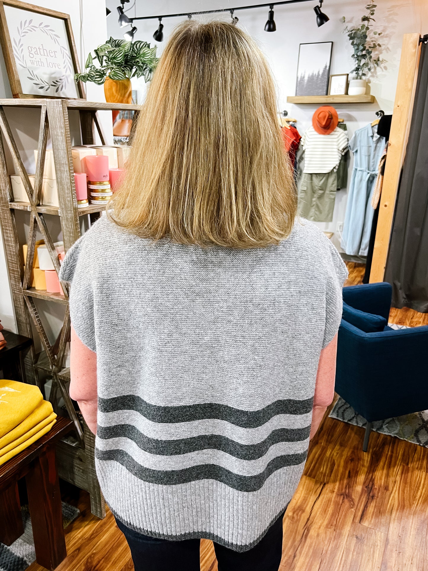 Gray Striped Sweater Vest
