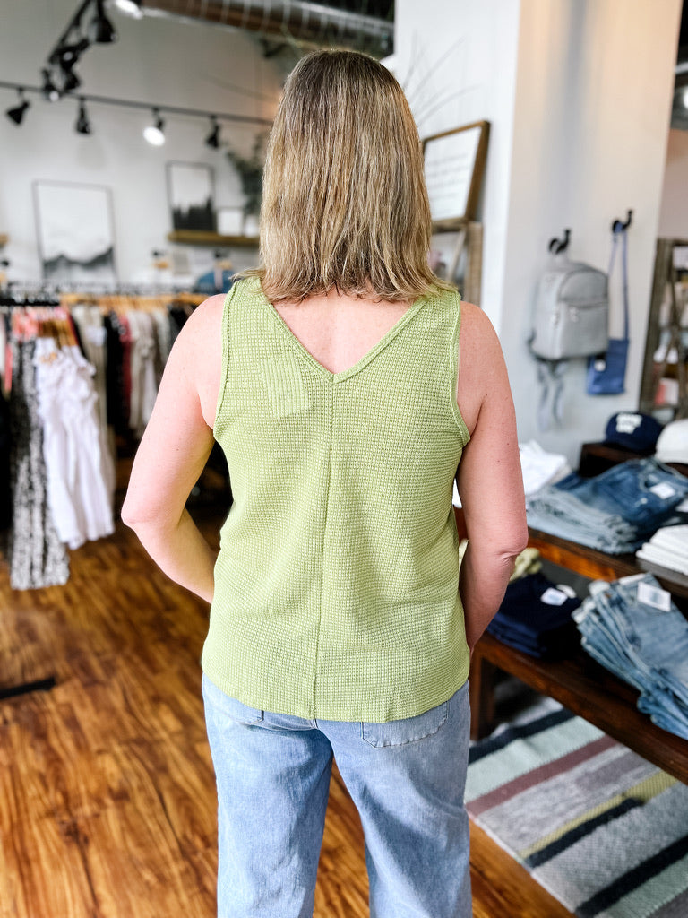 Green V-Neck Sweater Tank
