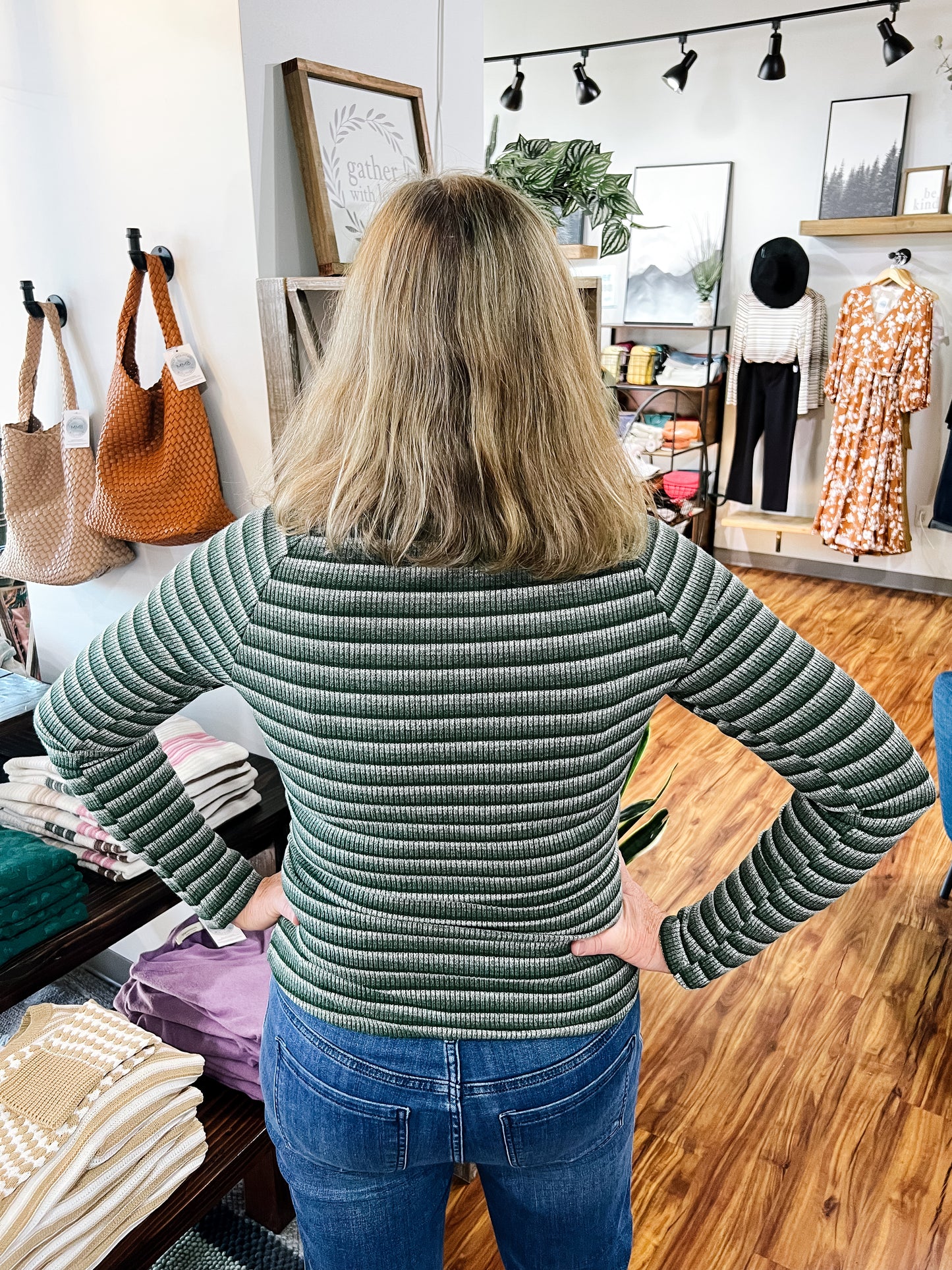 Green Multi Striped Sweater