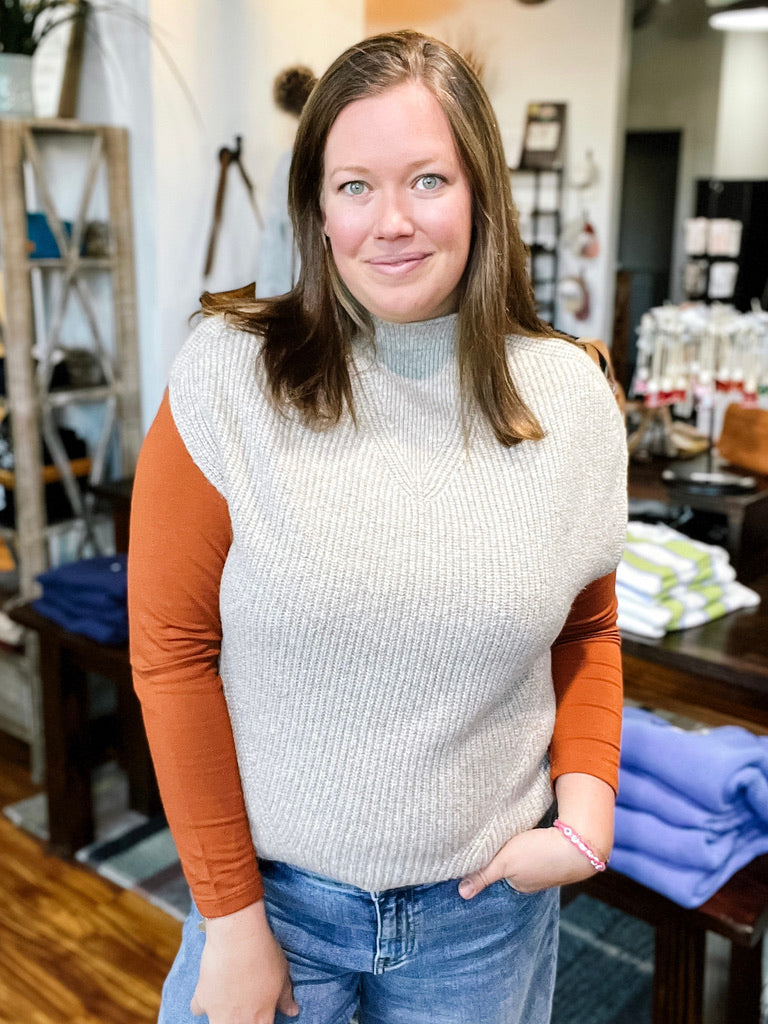 Oatmeal Cap Sleeve Sweater Vest