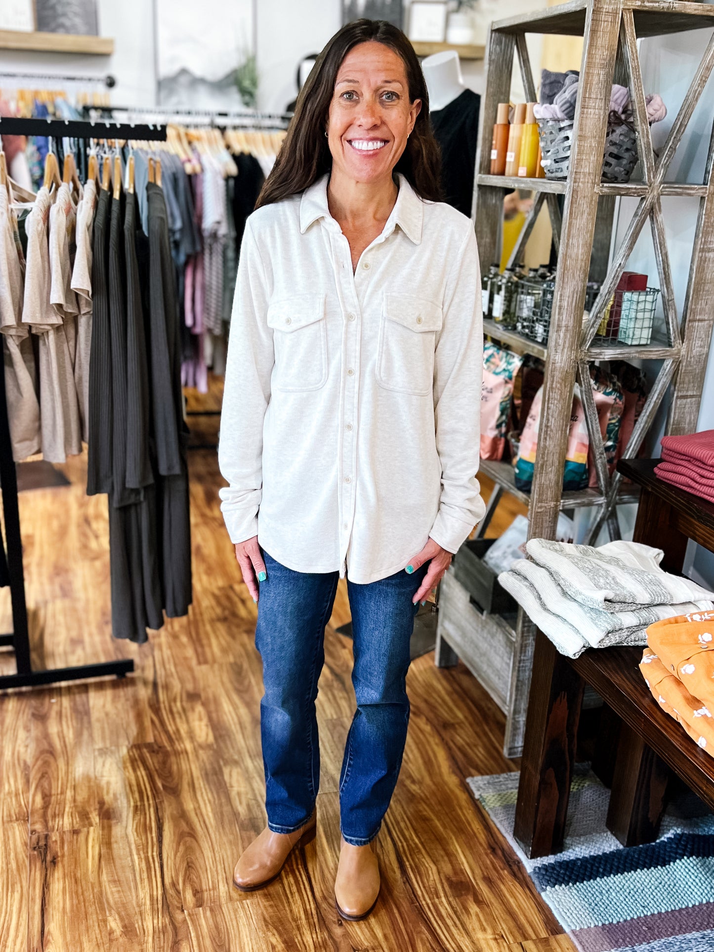 Heather Oatmeal Flannel Shirt