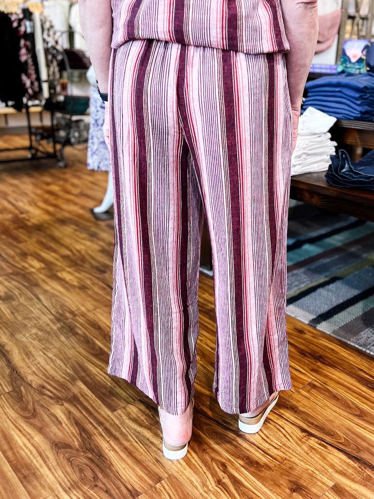 Maroon & Pink Striped Pants