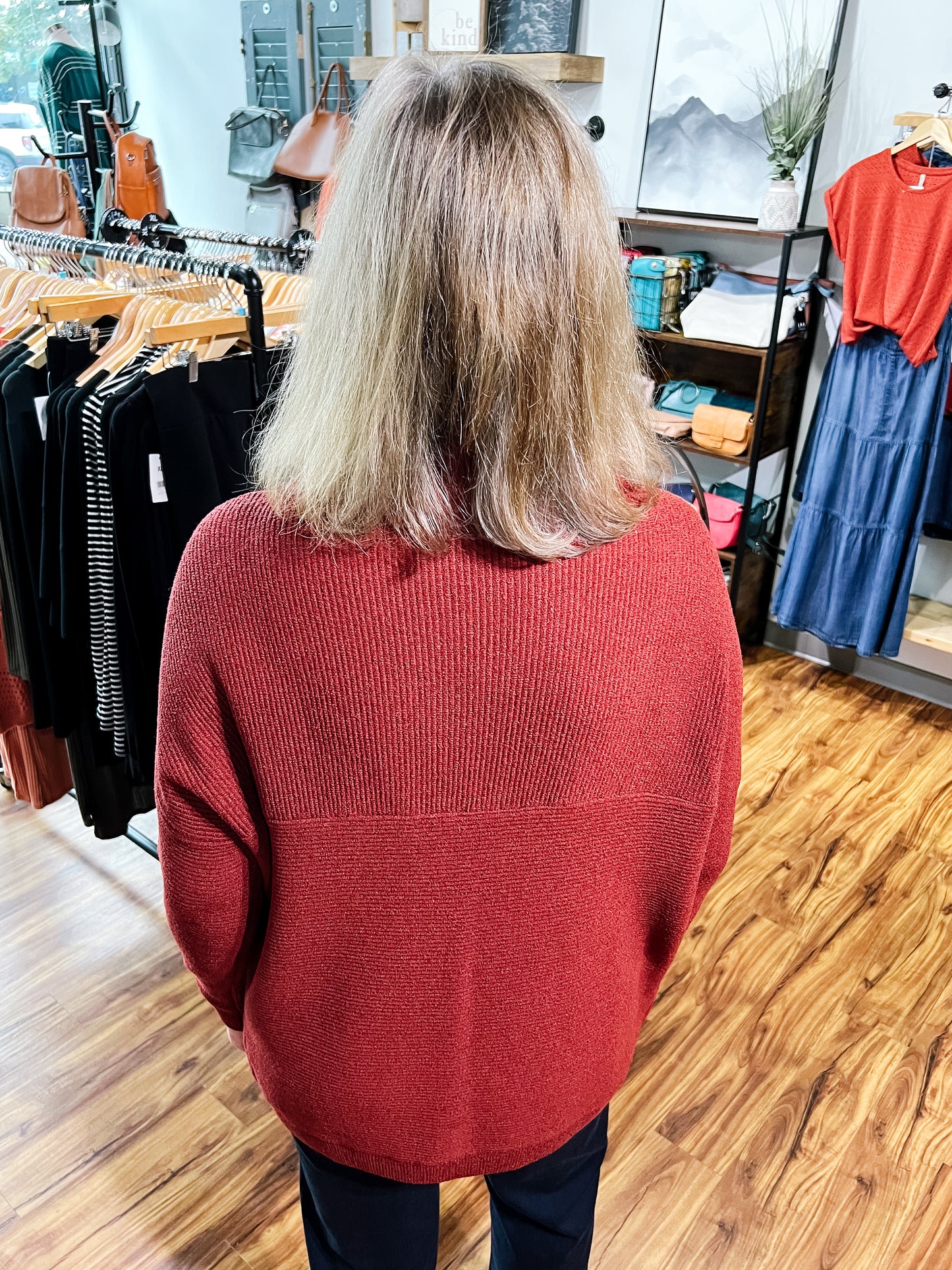Rust Mock Neck Oversized Sweater