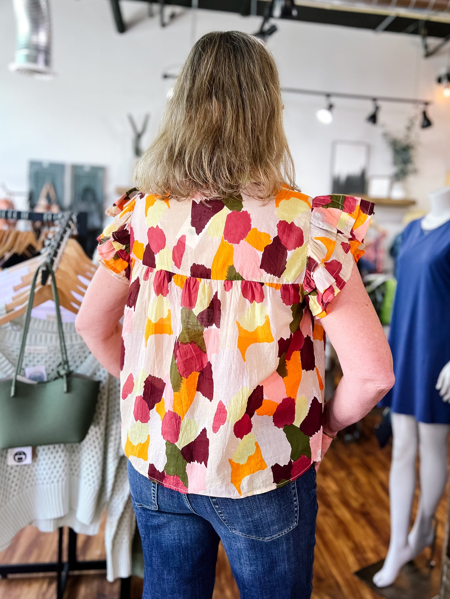 Multi Colored Spotted Print Top