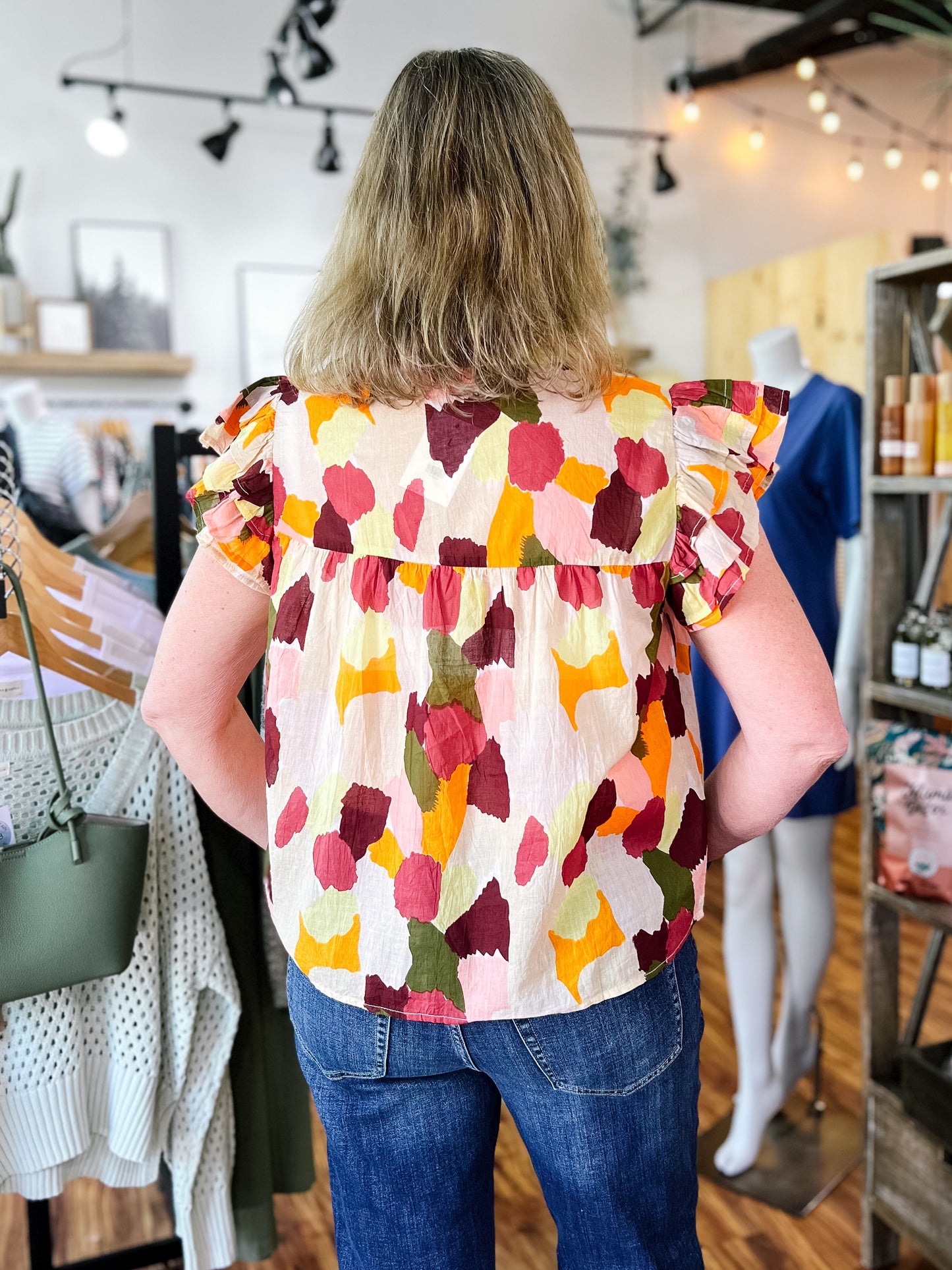 Multi Colored Spotted Print Top