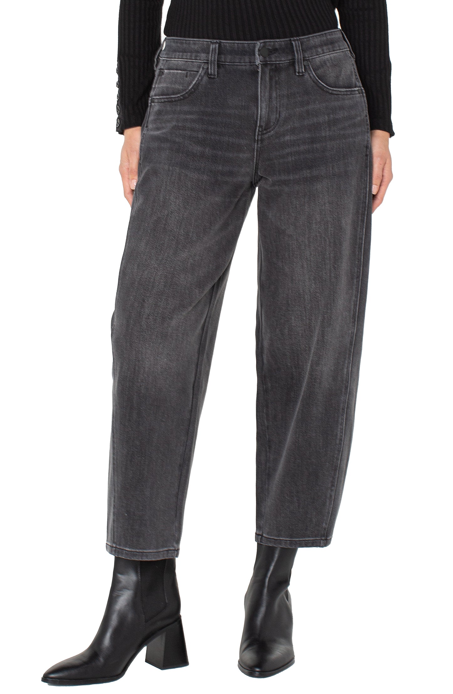 Washed Black Barrel Jean