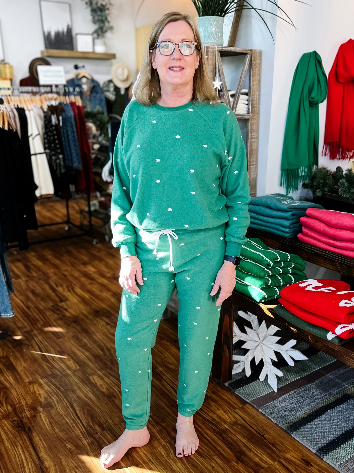 Green Banded Fleece Pant