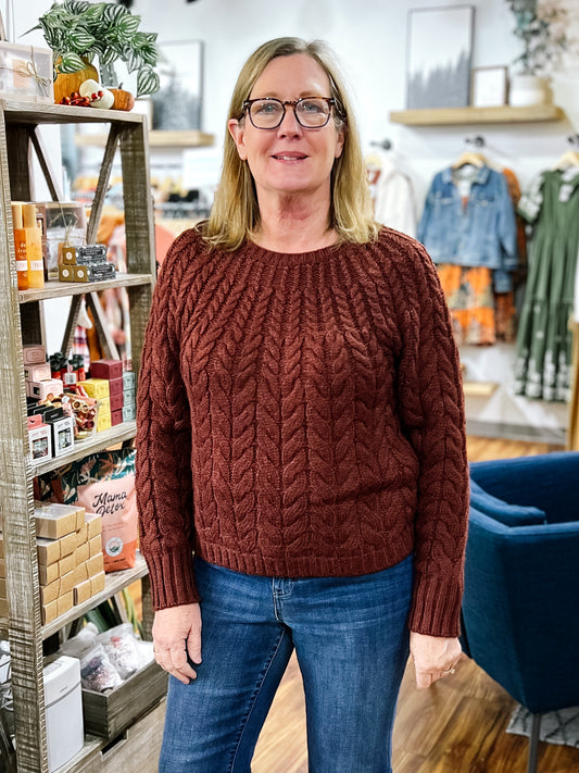 Mahogany Cable Sweater