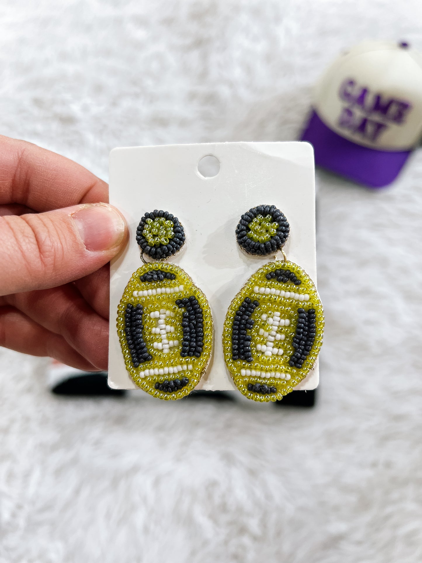 Green & Yellow Football Seed Earrings