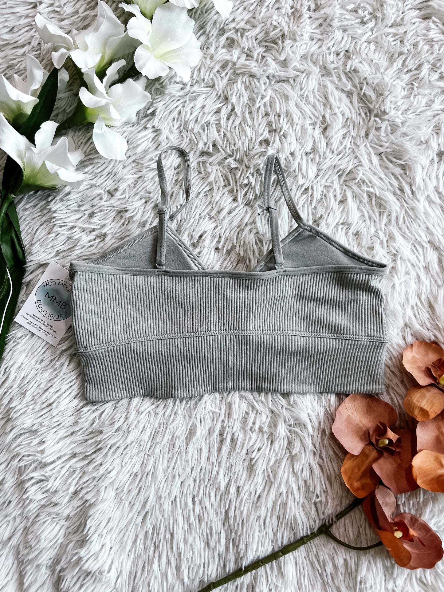 Grey Seamless Ribbed Bralette