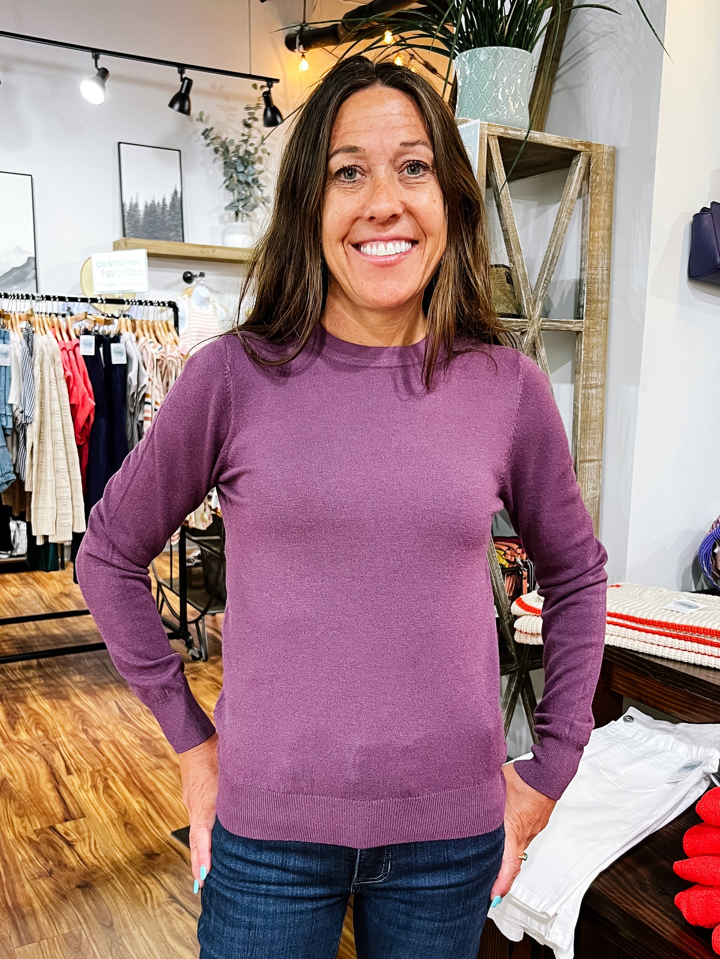 Purple Round Neck Sweater