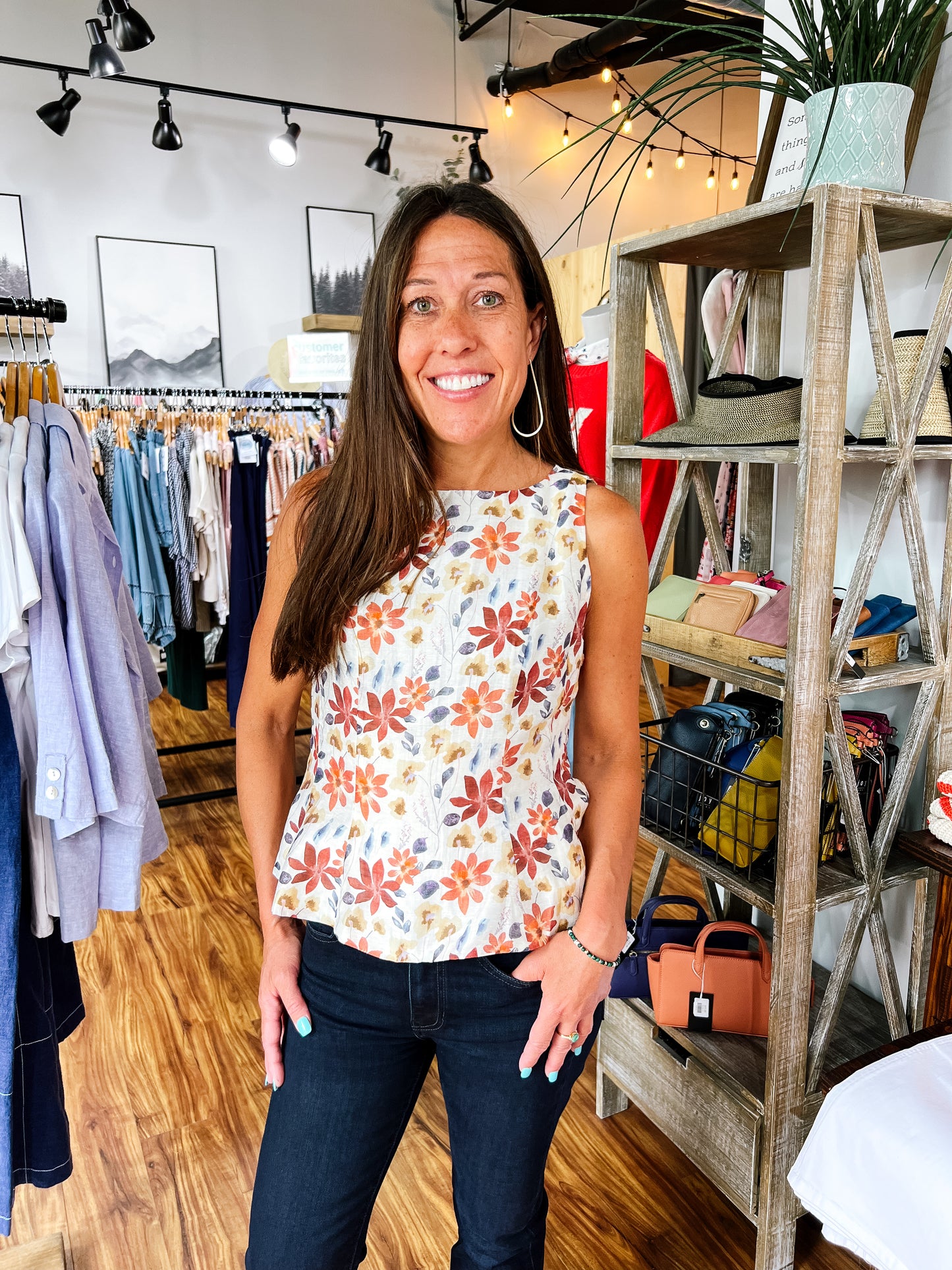 Fall Colors Flower Peplum Top