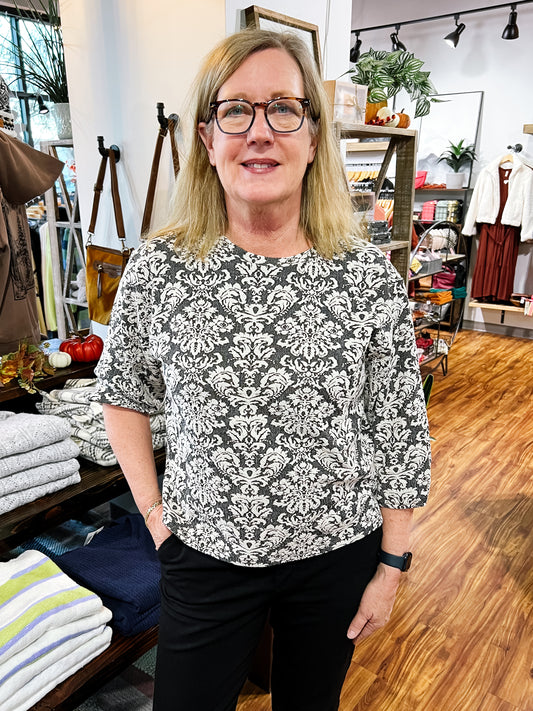 Black/Ivory Jacquard Top