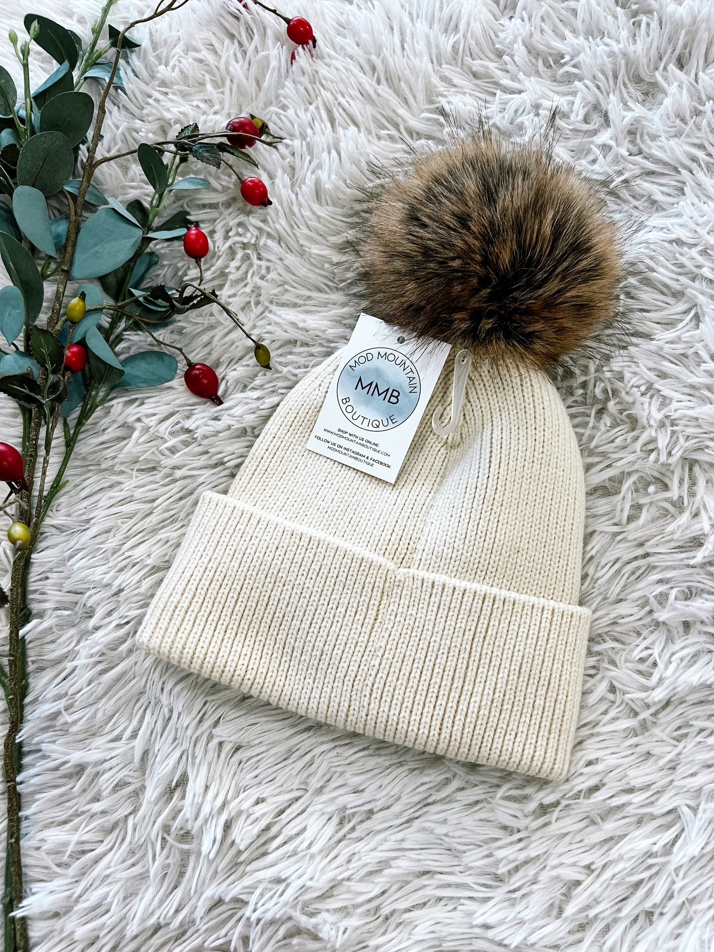 Ivory Merry Pom Beanie